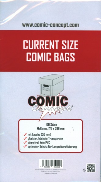 US Comic Concept Current Size Bags mit Lasche - 1000 Stück