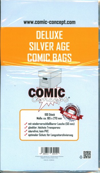 US Comic Concept Deluxe Silver Age Bags mit Lasche - 100 Stück