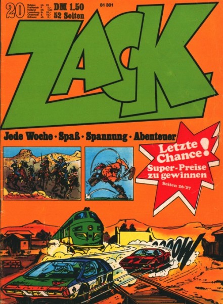 Zack (Koralle, GbÜ.) Jhrg. 1972 mit allen Beilagen Nr. 38,52