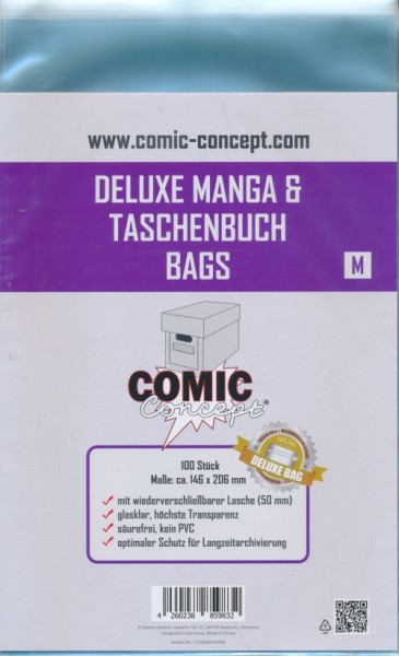 Comic Concept Deluxe Manga & Taschenbuch Bags M mit Lasche - 1000 Stück