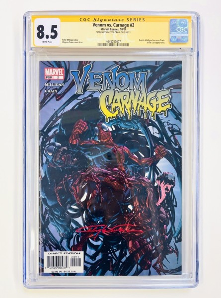 Venom vs. Carnage (2004) Nr.1 CGC Graded 8.5 signed by Clayton Crain