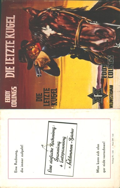 Colings, Eddy Leihbuch SU Letzte Kugel (Feldmann) nur Schutzumschlag