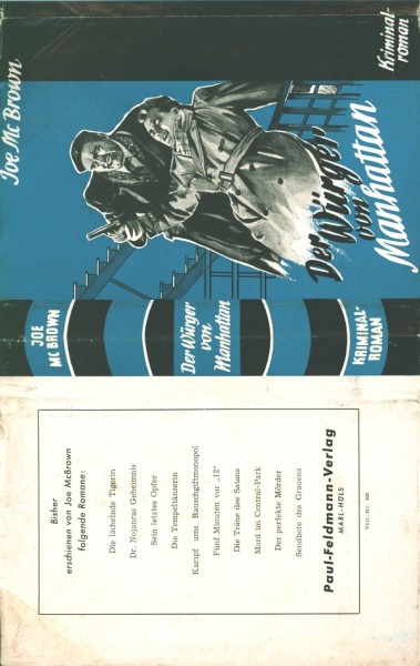 McBrown, Joe Leihbuch SU Würger von Manhattan (Feldmann) nur Schutzumschlag