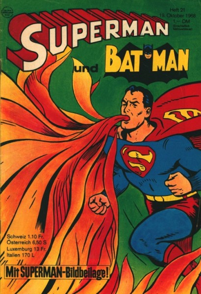 Superman (Ehapa, Gb.) Jahrgang 1968 mit Beilage Nr. 7-10,18-21