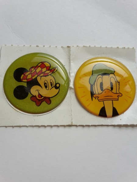 Mickey + Donald Aufkleber Button Anstecknadel zus.