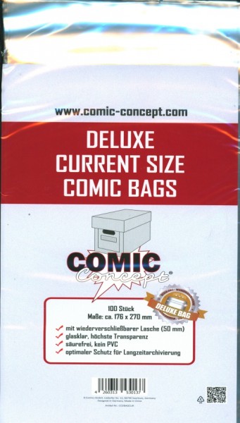 US Comic Concept Deluxe Current Size Bags mit Lasche per 1000