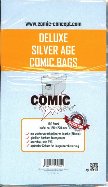 US Comic Concept Deluxe Silver Age Bags mit Lasche - 1000 Stück
