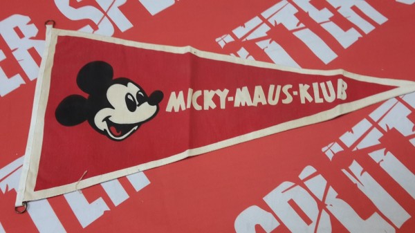 Micky Maus Klubartikel Wimpel groß Ösen aus Seil dunkelrot