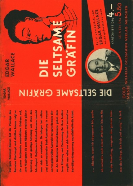 Wallace, Edgar Buch SU Seltsame Gräfin (Goldmann) nur Schutzumschlag