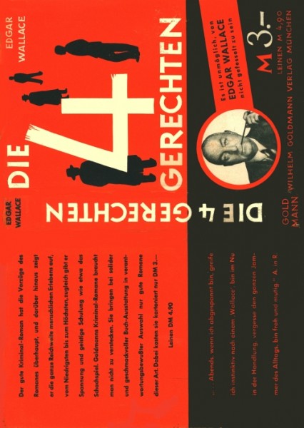 Wallace, Edgar Buch SU 4 Gerechten (Goldmann) nur Schutzumschlag