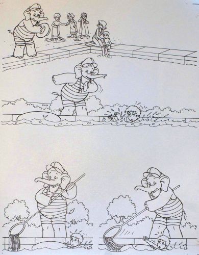 Originalzeichnung (1075) Benjamin Blümchen