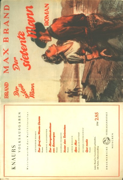 Brand, Max Leihbuch VK SU Siebente Mann (Knaur) Vorkrieg nur Schutzumschlag