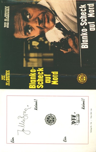 McBrown, Joe Leihbuch SU Blanko-Scheck auf Mord (Feldmann) nur Schutzumschlag