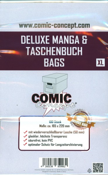 Comic Concept Deluxe Manga & Taschenbuch Bags XL mit Lasche - 100 Stück