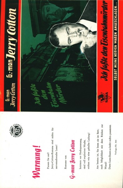G-Man Jerry Cotton Leihbuch SU Ich fasste den Eisenbahnmörder (Saba) nur Schutzumschlag