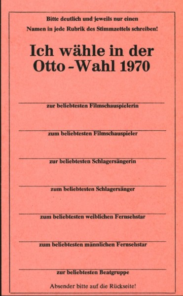 Bravo nur lose Beilage Jahrgang 1971 Otto-Wahl-Karte 1970