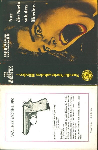 McBrown, Joe Leihbuch SU Nur die Nacht sah den Mörder (Feldmann) nur Schutzumschlag