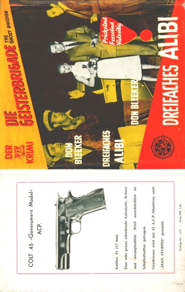 Geisterbrigade Leihbuch SU Dreifaches Alibi (Feldmann) nur Schutzumschlag