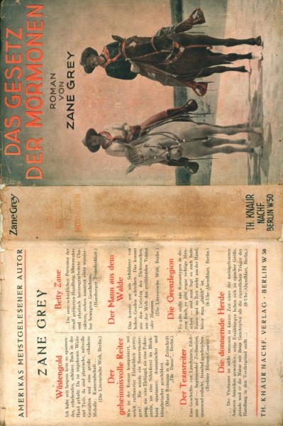 Grey, Zane Leihbuch SU VK Gesetz der Mormonen (Knaur, Vorkrieg) nur Schutzumschlag