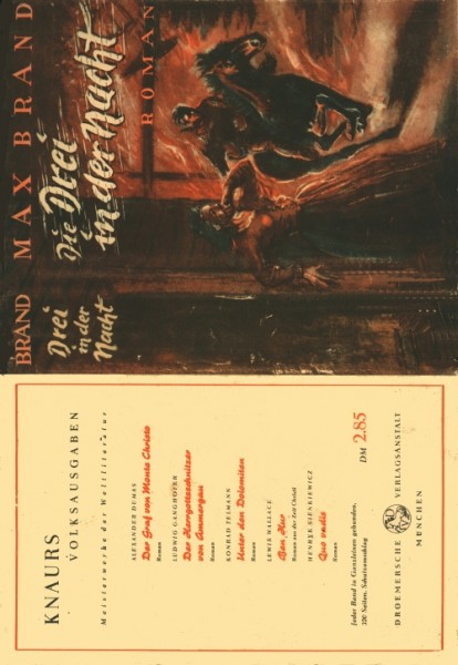 Brand, Max Leihbuch SU Drei in der Nacht (Droemer) nur Schutzumschlag