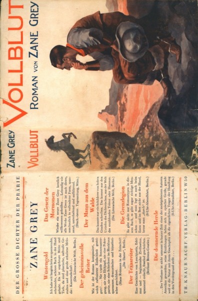 Grey, Zane Leihbuch SU VK Vollblut (Knaur, Vorkrieg) nur Schutzumschlag