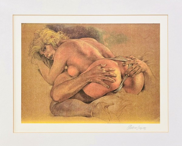 Serpieri Druck Frau auf Mann signiert