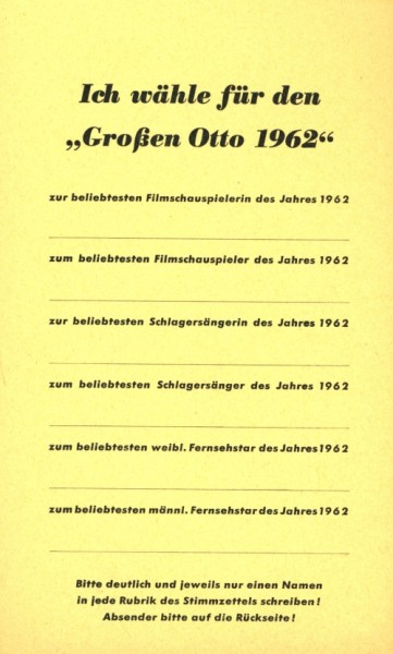 Bravo nur lose Beilage Jahrgang 1963 Otto-Wahl-Karte 1962