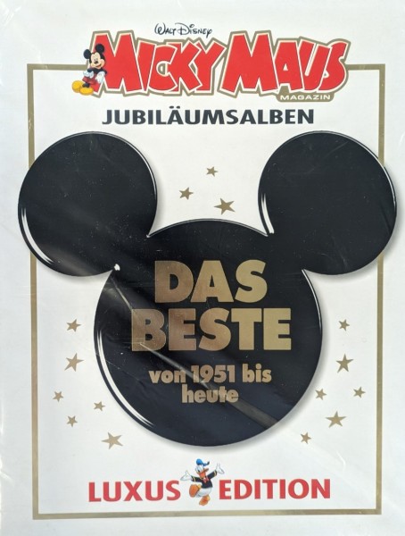 Micky Maus Jubiläumsalben (Ehapa, Br., Kassette) Luxusausgabe Nr. 1-3 + Micky Maus Nr. 1 ND (1951) i