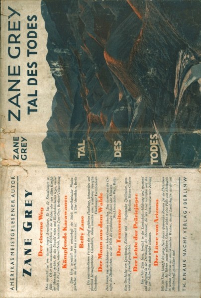 Grey, Zane Leihbuch SU VK Tal des Todes (Knaur, Vorkrieg) nur Schutzumschlag