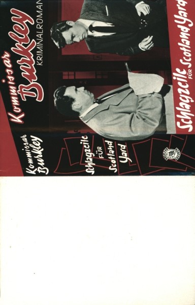 Kommissar Burkley Leihbuch SU Schlagzeile für Scotland Yard (Liebel) nur Schutzumschlag