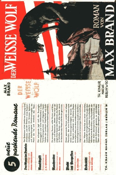 Brand, Max Leihbuch VK SU Weisse Wolf (Knaur) Vorkrieg nur Schutzumschlag