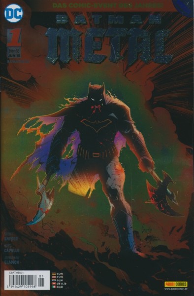 Batman Metal (Panini, Gb.) Nr. 1-5 + Vorgeschichte 1-2 + Special 1-2 kpl. (Z1-2)