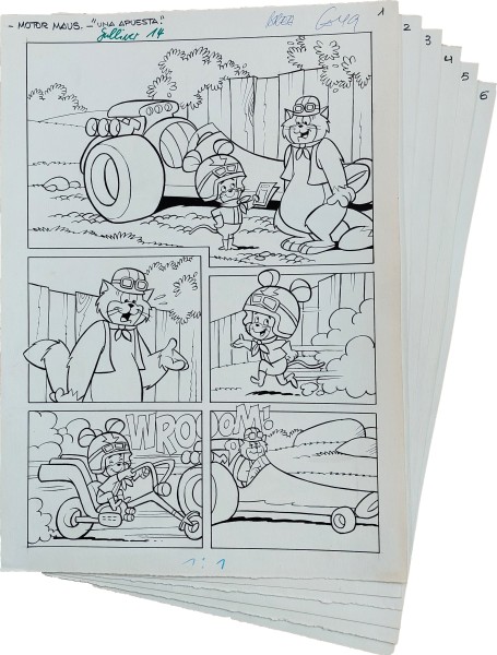 Originalzeichnung (1605) Motor Maus 6 Seiten zus.