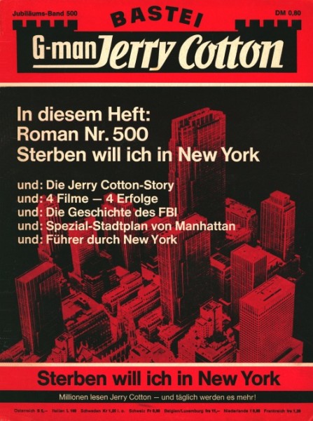 Jerry Cotton 1.Auflage mit Stadtplan (Bastei) Nr. 500 GbÜ.