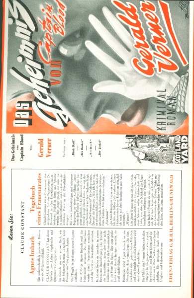 Verner, Gerald Leihbuch SU Geheimnis von Captain Blood (Eden) nur Schutzumschlag