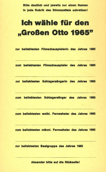 Bravo nur lose Beilage Jahrgang 1966 Otto-Wahl-Karte 1965