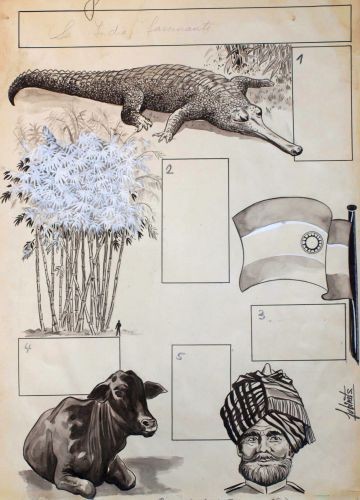 Originalzeichnung (0948) Geheimnisvolles Indien ÜF