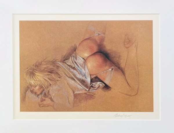 Serpieri Druck Frau in Bluse signiert