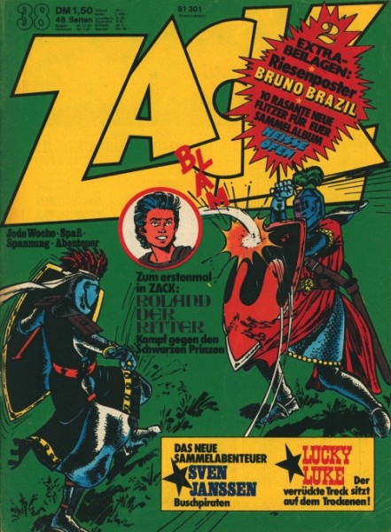 Zack (Koralle, GbÜ.) Jhrg. 1974 mit allen Beilagen Nr. 9,11,13,15,17-19,22,24-25,30-41,43,51