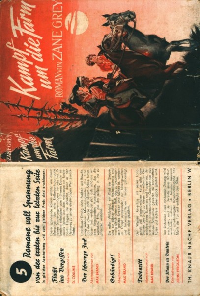 Grey, Zane Leihbuch SU VK Kampf um die Farm (Knaur, Vorkrieg) nur Schutzumschlag