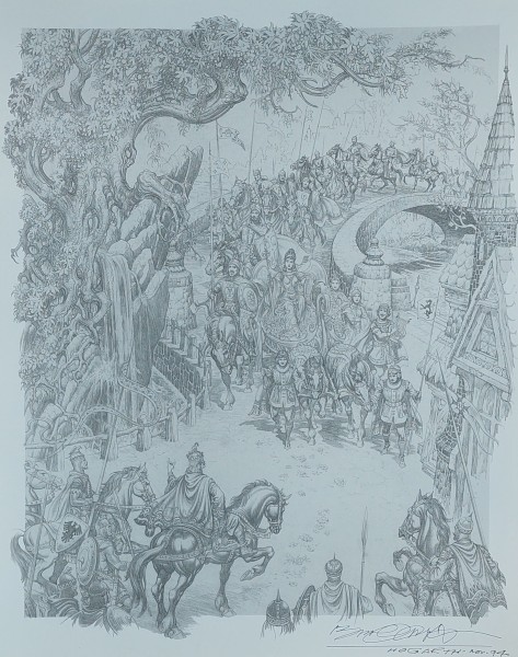 Burne Hogarth - Das Leben König Arthurs - Eine Seite aus Portfolio signiert Nov. 94
