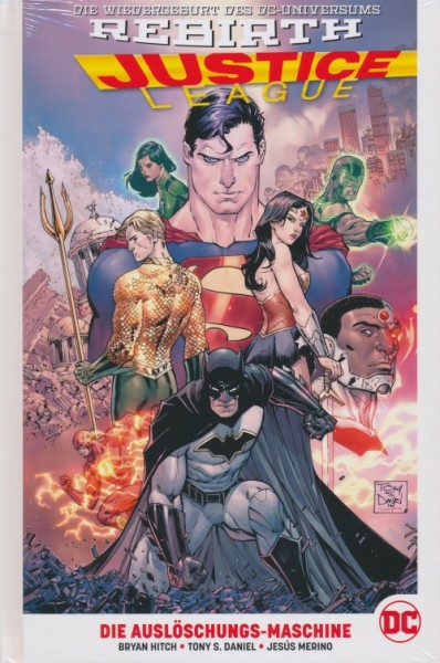 Justice League (Panini, B., 2017) Sammelband Nr. 1-6 kpl. (Z1) mit 3 Emailleschildern