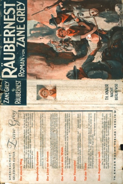 Grey, Zane Leihbuch SU VK Räubernest (Knaur, Vorkrieg) nur Schutzumschlag