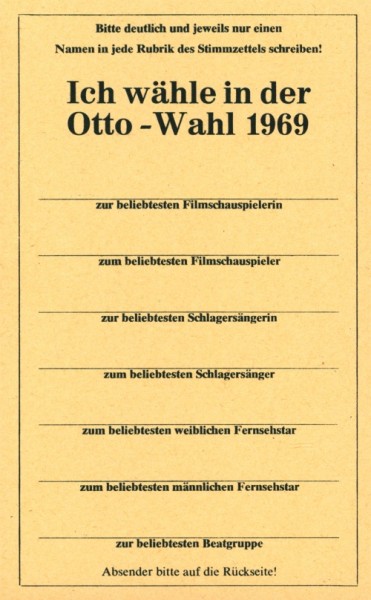 Bravo nur lose Beilage Jahrgang 1970 Otto-Wahl-Karte 1969