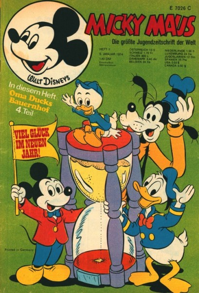 Micky Maus mit allen festen Beilagen Jahrgang 1974 (Ehapa, Gb.) Nr. 1-52