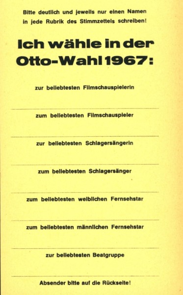 Bravo nur lose Beilage Jahrgang 1968 Otto-Wahl-Karte 1967