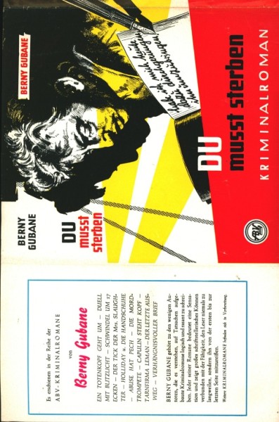 Gubane, Berny Leihbuch SU Du musst sterben (Bach) nur Schutzumschlag