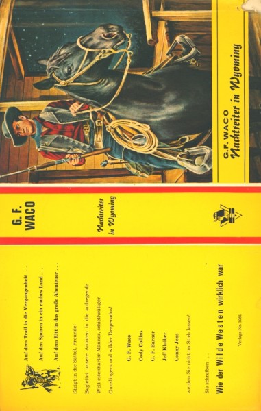 Waco, G.F. Leihbuch SU Nachtreiter in Wyoming (Saba) nur Schutzumschlag