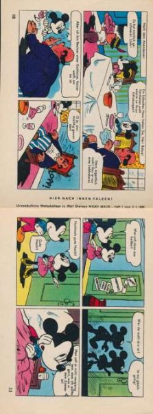 Micky Maus Beilagen gefaltete Doppelstreifen 1960 aus Heft Nr. 1-52