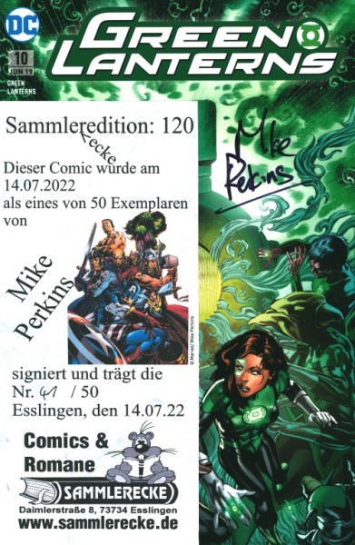 Green Lanterns (Panini, Br., 2017) signiert von Mike Perkins Nr. 10 mit Signatur und Zertifikat